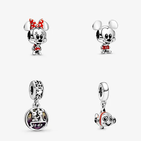 Mickey Minnie Mouse 925 Sterling Silver Dangle Charm Finding Nemo Charm Bead For PDR* Bracelet Necklace Pendant DIY