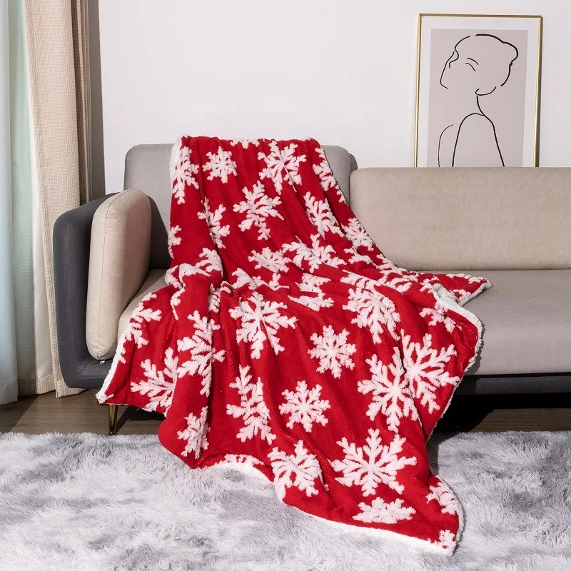 2022 Autumn/Winter Christmas Snow Blanket Double Heavy Bedspread Lamb Blanket