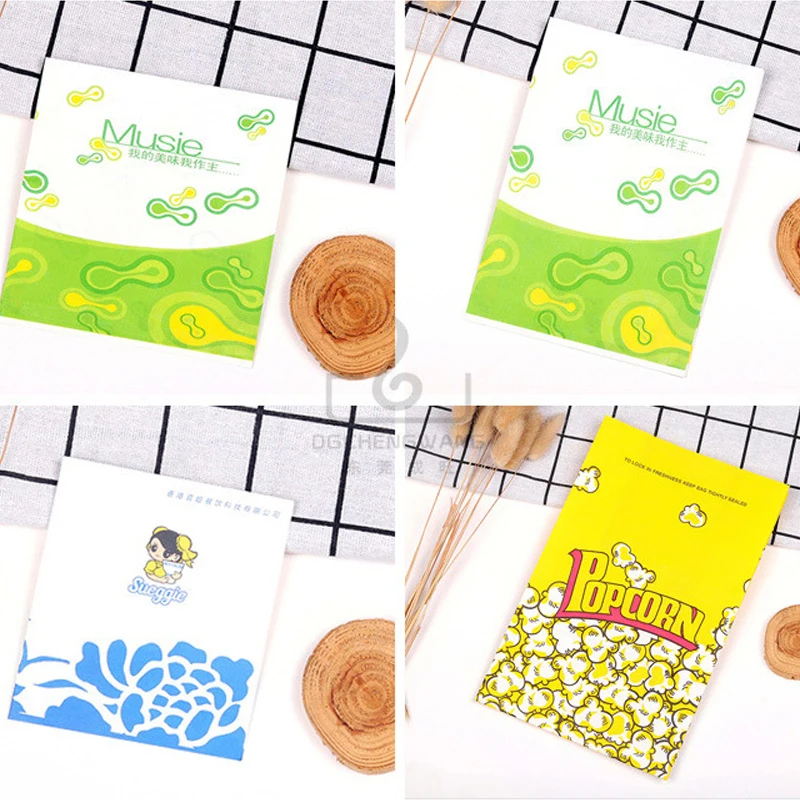 Custom food grade greaseproof paper bag french fries burger snack fast food disposable sharp bottom paper pouch packaging bag