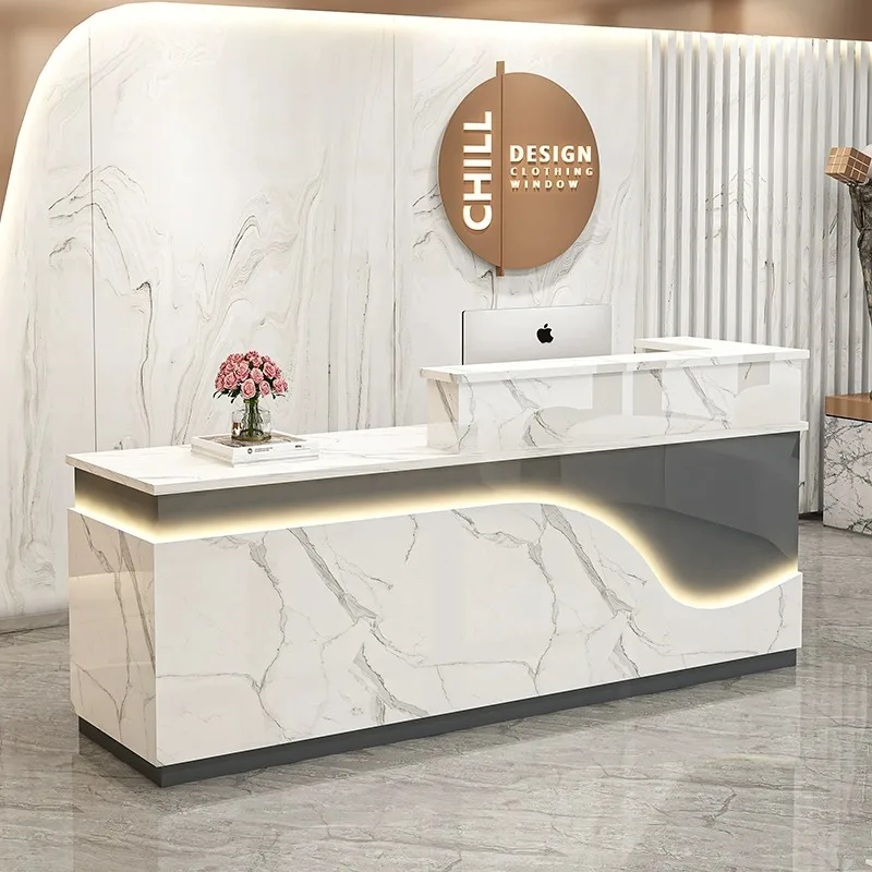 Simple modern company front desk beauty salon reception desk Clothing beauty shop counter cash register corner bar counter