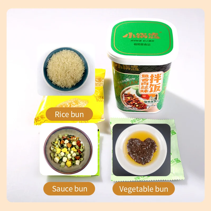 Boiled water instant rice no-cooking no-steaming convenient food braised chicken dried bibimbap lazy instant bucket