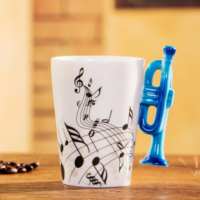 
elegant 200ml ceramic hand painted coffee mug music themed symbolic gift for birthday 