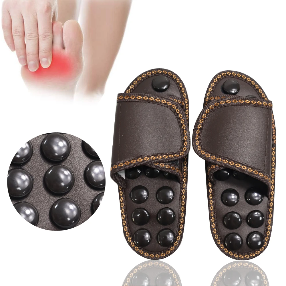 Hot Sale Acupressure Massage Slippers With Tourmaline Jade Stone To Relieve Foot And Heel Pain Indoor Foot Massage Shoes
