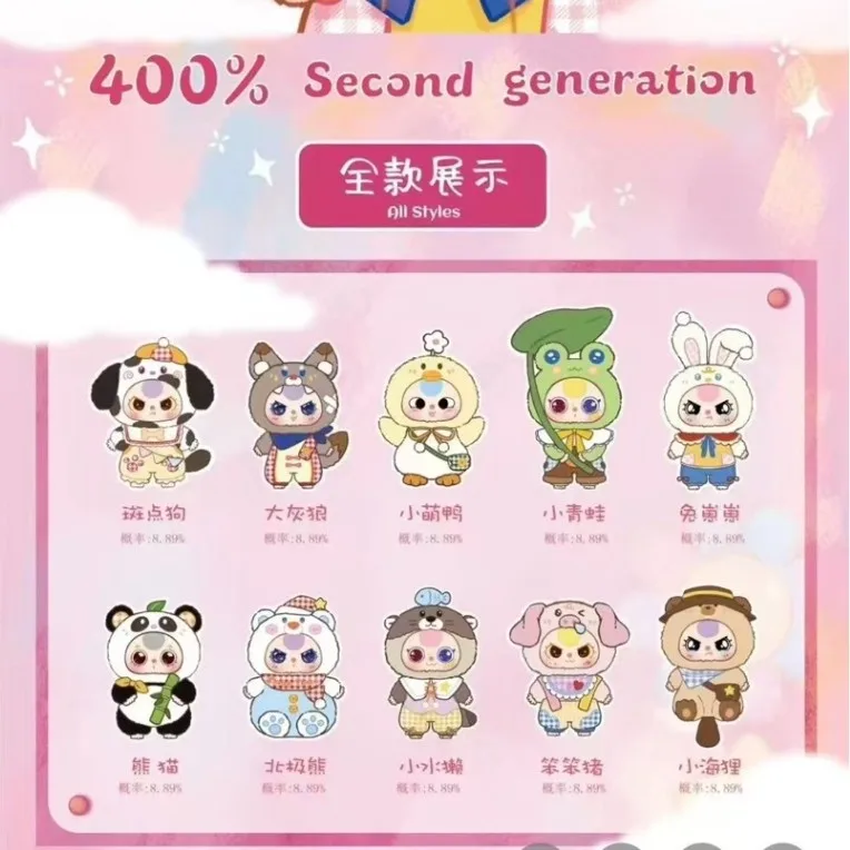 Baby Three 400% V.2. Plush Blind Box Series Cute Doll Handmade Toy for kids gift