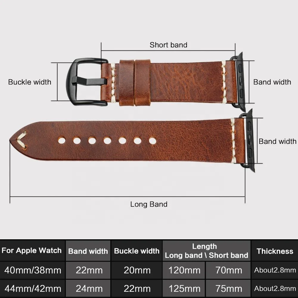  Ремешок MAIKES из вощеной кожи для Apple Watch Band 38 мм 40 42 44 подходит Series SE 6 5 4 3 2
