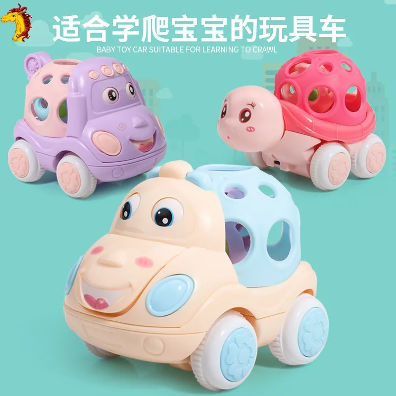 Preschool Learning Baby Car Toys for Infant, Soft Rubber Push and Go Toy,Toddler Rattle Roll Mini Car Toy Friction Toy Vehicle