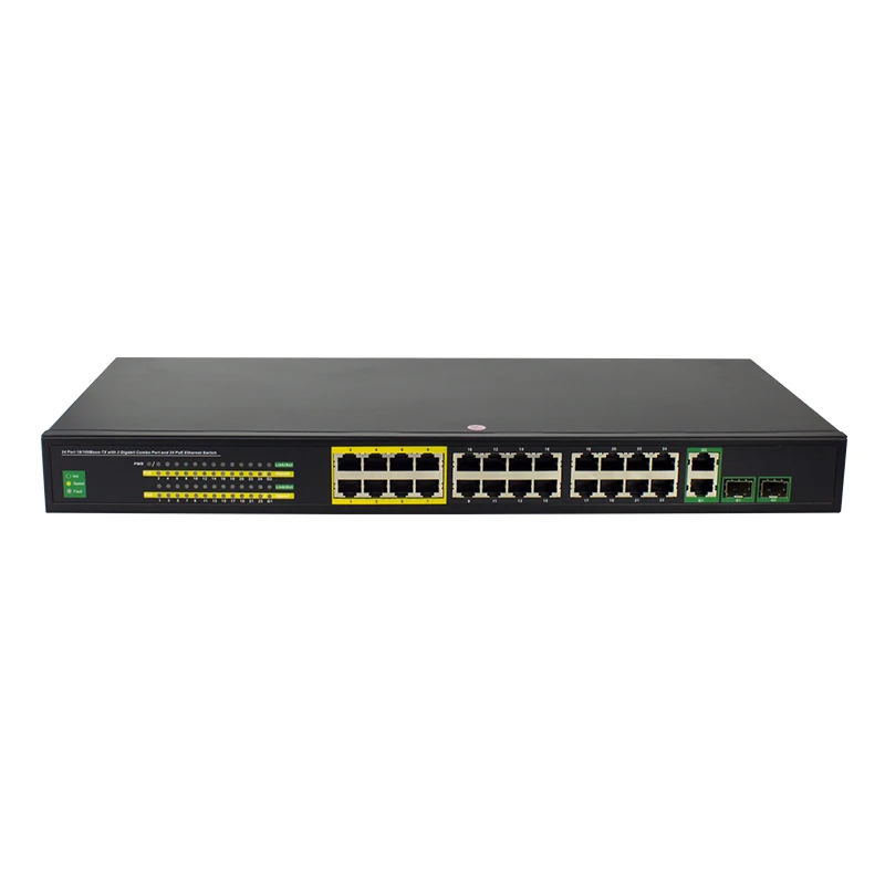 10/100Mbps 24 Port POE Switch With 2 Gigabit Combo Ports Rack Mount Network Switches
