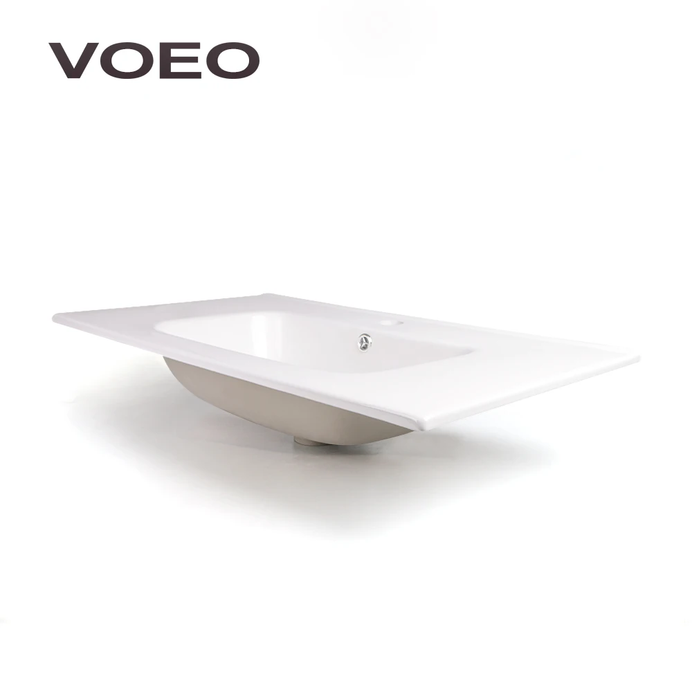 Countertop sink,ceramic washing basin, thin-edged white color rectangle wash basin for modern bathroom