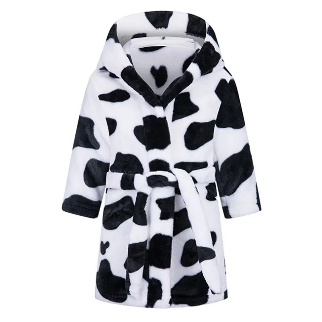 Children Cartoon Flannel bathrobe with hood microfiber bathrobes kids girl sleepwear