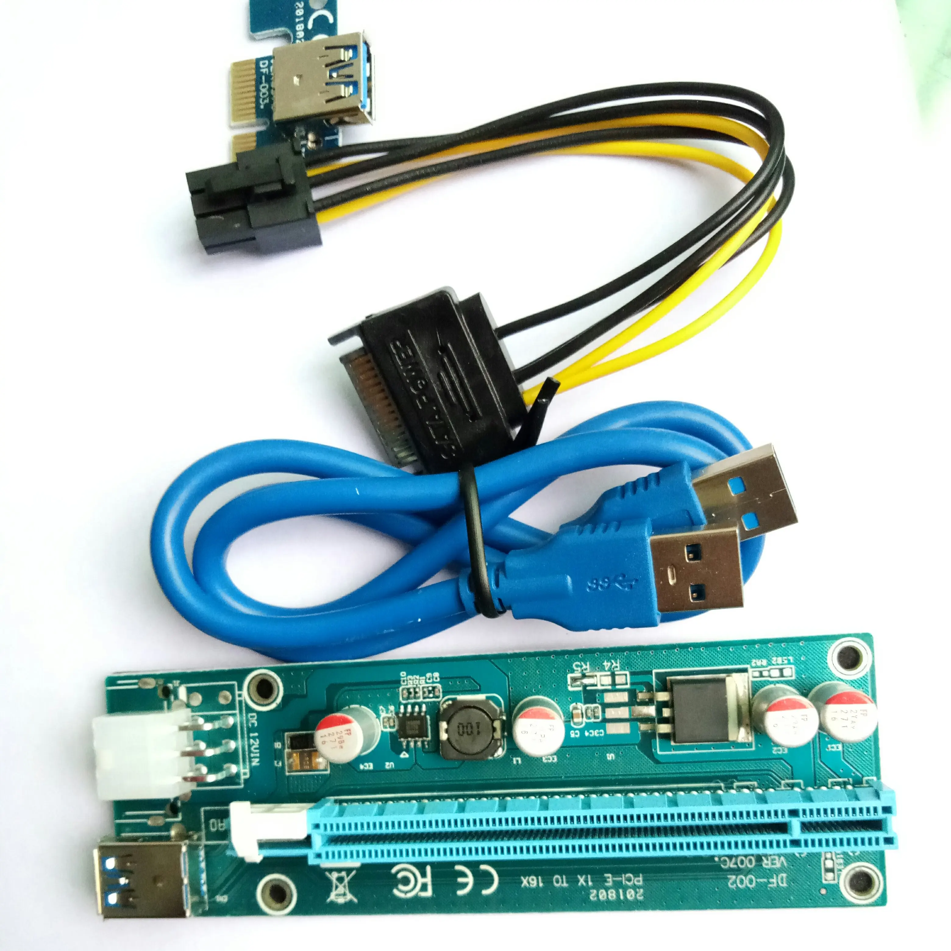 Большой запас, обновленная версия, Райзер VER 009s PCI-E, экспресс Райзер, Райзер-карта 1x до 16x 6Pin BTC, Крипто Райзер pcie, Райзер-карта