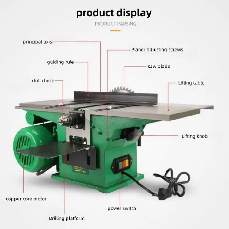 Woodworking Electric Thickness Planersquare Hole Table Sawmultifunctional Combined Woodworking Machine Tools