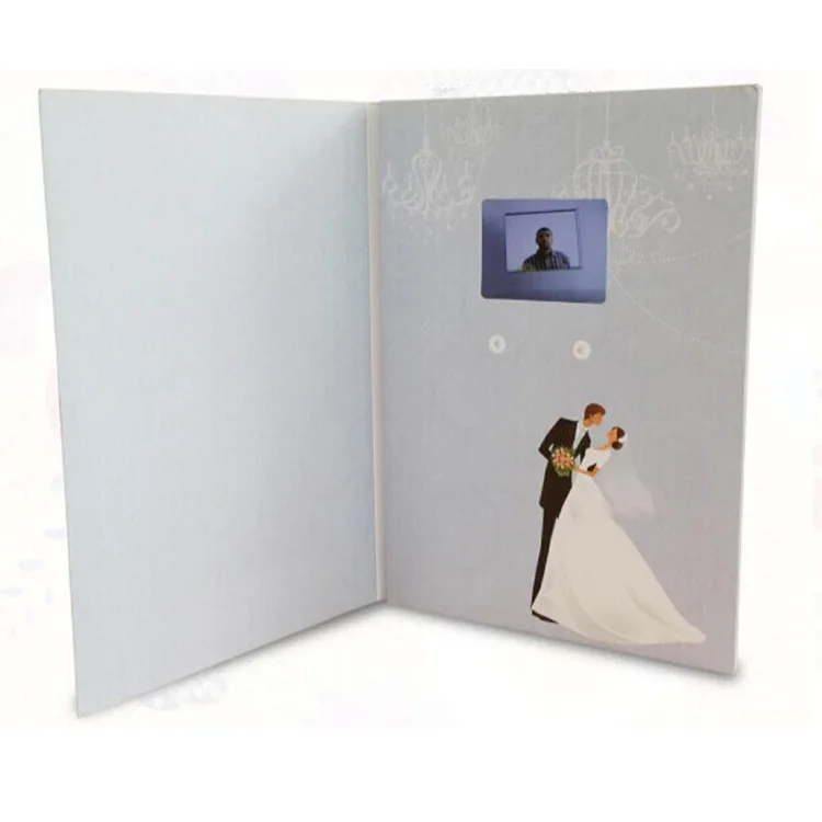 Factory Sales Custom 5inch 7inch Video Wedding Card with LCD for Loved One Wedding Gift Invitation