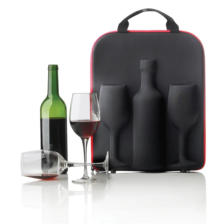 High-end Travel Case EVA Protective Wine Glasses Bottle Carrying Display Case