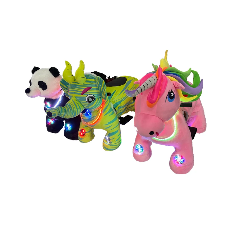 China Plush Rides on Electric Animal with Wheels Children Battery Operated Animal Ride Skin Zoo Animal Pony Ride