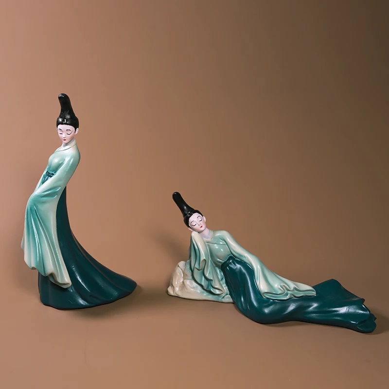Декор для дома дешевые индивидуальные китайские фигурки hanfu красивая девушка скульптура современный интерьер скульптуры из смолы ремесла