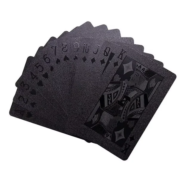 Manufacturer High Quality Waterproof Black Poker Custom Size Print Plastic PVC 777 Deck Poker Playing Cards