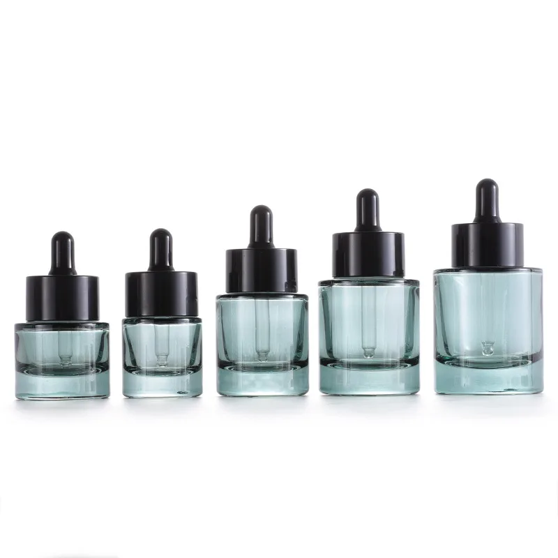 Flat Shoulder Dark Green Dropper 15ml 20ml 30ml 40ml 50ml Essential Oil Bottle Cosmetic Original Essence Dispensing Bottle