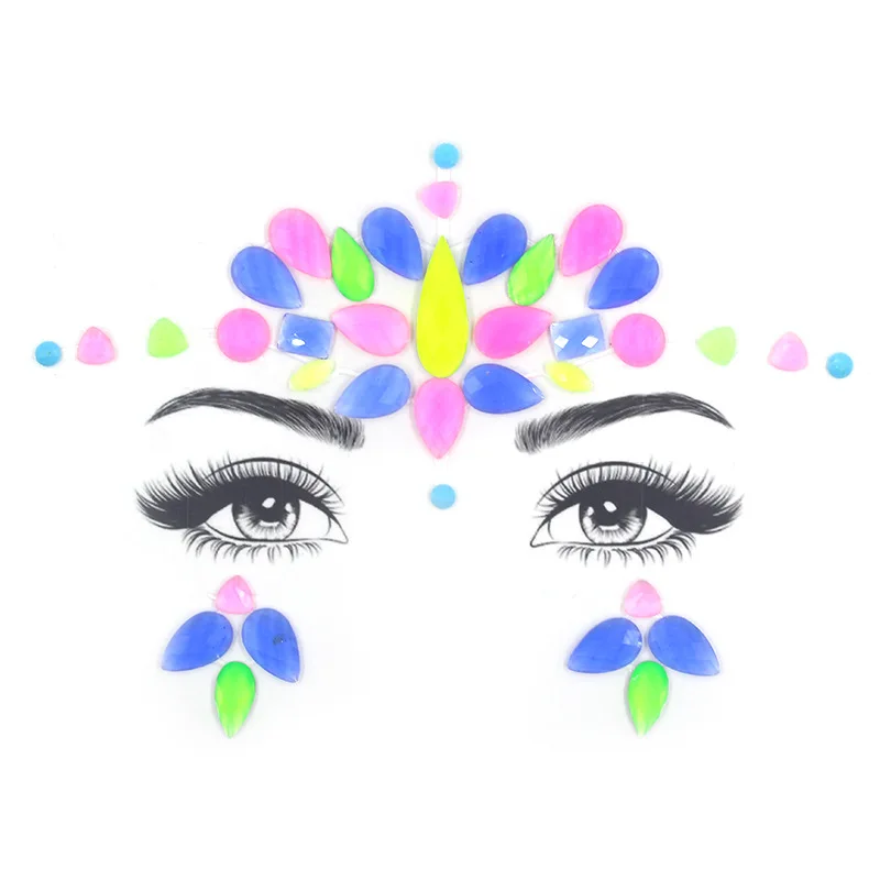 3D Acrylic Glitter Rhinestone Temporary Sexy Face Tattoo Sticker Diy Kids Holiday Party Masquerade Body Facial Jewelry Tattoo