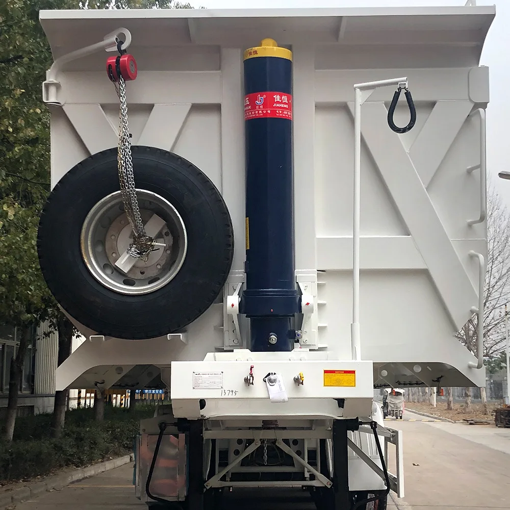 Chinese Good Quality Manufacture Tri Axle Heavy Duty Load 60--80T Side Hydraulic Dump Tipper Truck Rear Dumper Semi Trailer
