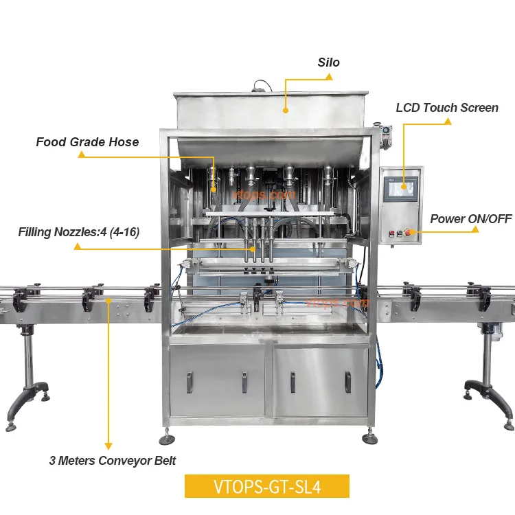 Vtops Fast Speed Automatic Bottle Liquid Filling Machine Edible Oil Vinegar Sauce Paste Milk Honey