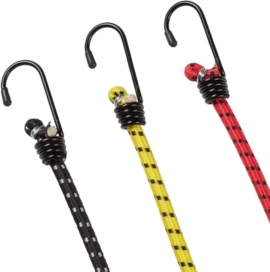 With For Bike Bicycle Outdoor Custom Rubber 8mm Heavy Duty Double Elastic Hooks Cords With Metal Hooks Rope Bungee Cord