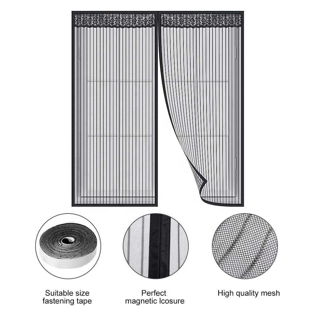 Magnetic Polyester Insect Screen Soft Mesh Door Anti Zanzara Window Anti Mosquito Door Plastic Curtain Net