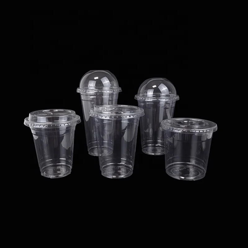 Wholesale Disposable Clear PET Plastic Beverage Cups 12 14 16 18 20 22 24 32 OZ Transparent Drinking Cup With Lids