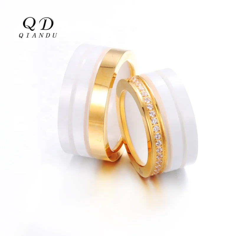 2023 Valentine 18k Gold Plated Wedding Ring for Men Eternity Band Ring Reinforced Ceramic Stainless Steel Jewelry