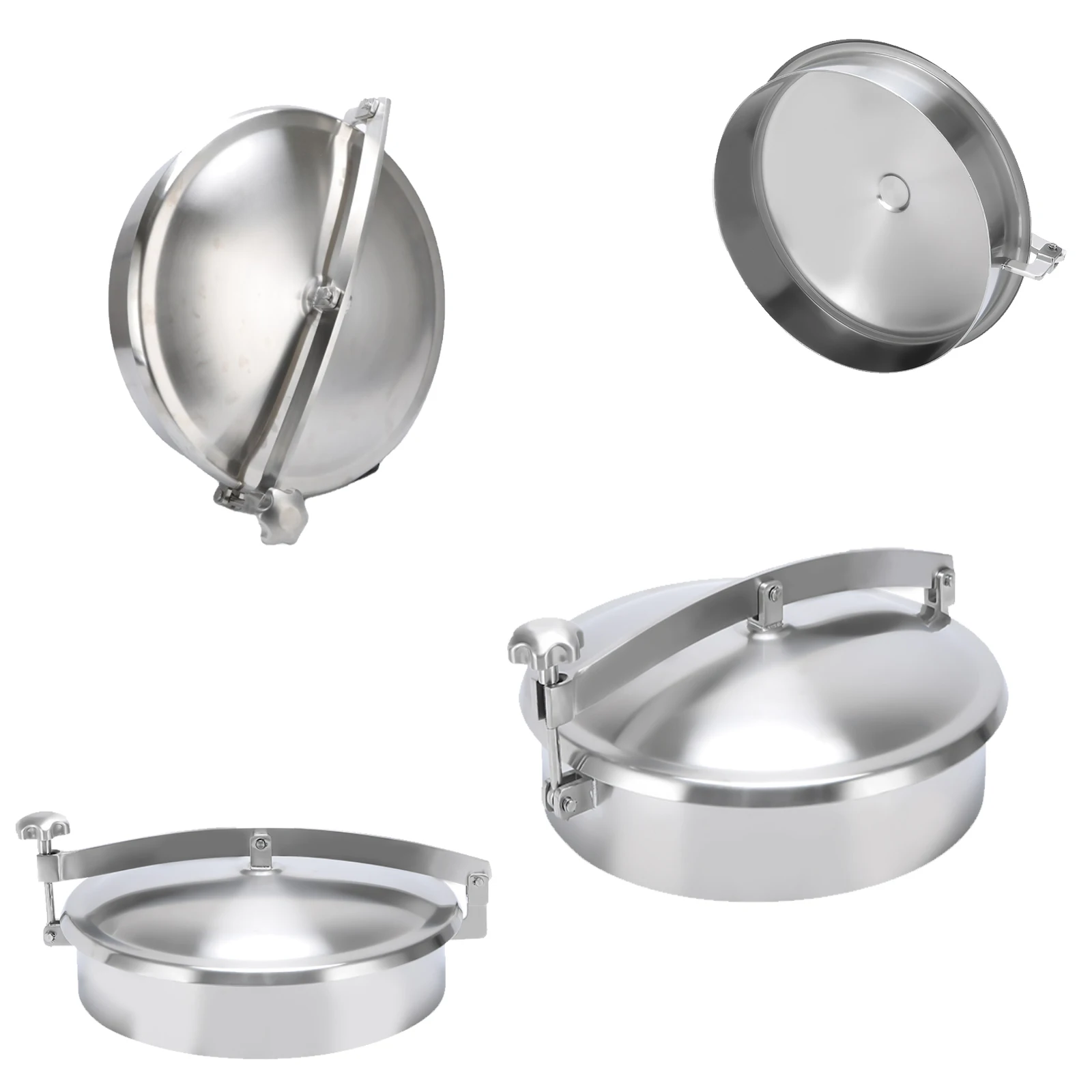 Hygienic Food Grade DN400 Beverage Matt Finished Hatch Sanitary Stainless Steel Manway Round Cover Manhole For Non Pressure Tank
