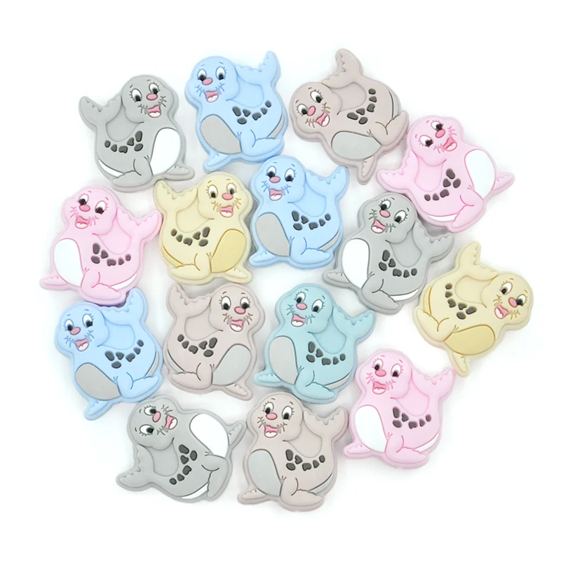 BPA Free Sea Lion Silicone Bead Baby Teething Toys For Pacifier Chain Necklace DIY Accessories