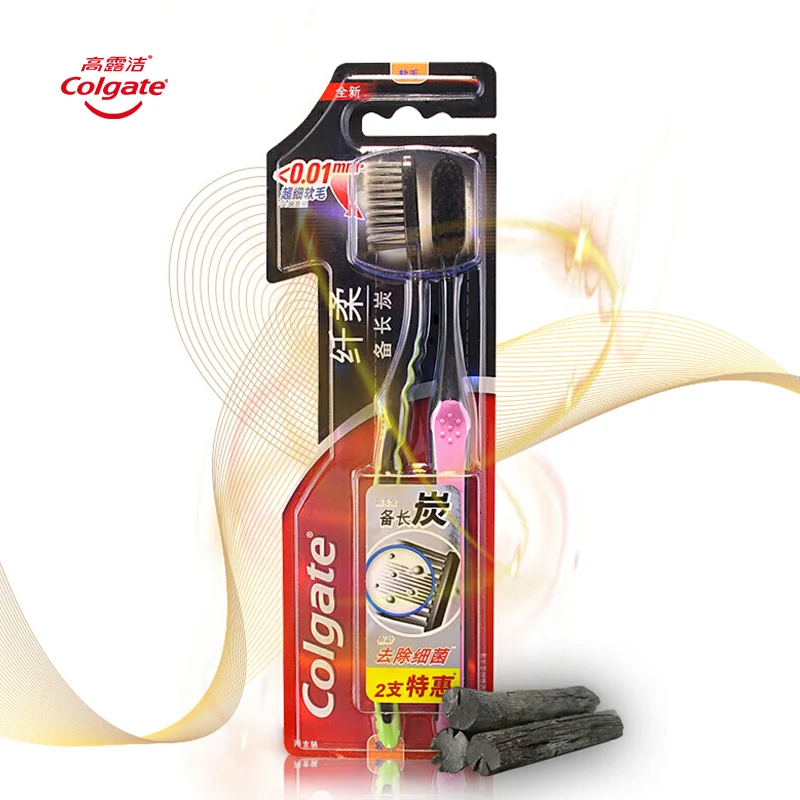 Colgate древесный уголь Новая форма круглая недорогая бамбуковая зубная щетка с плоской ручкой