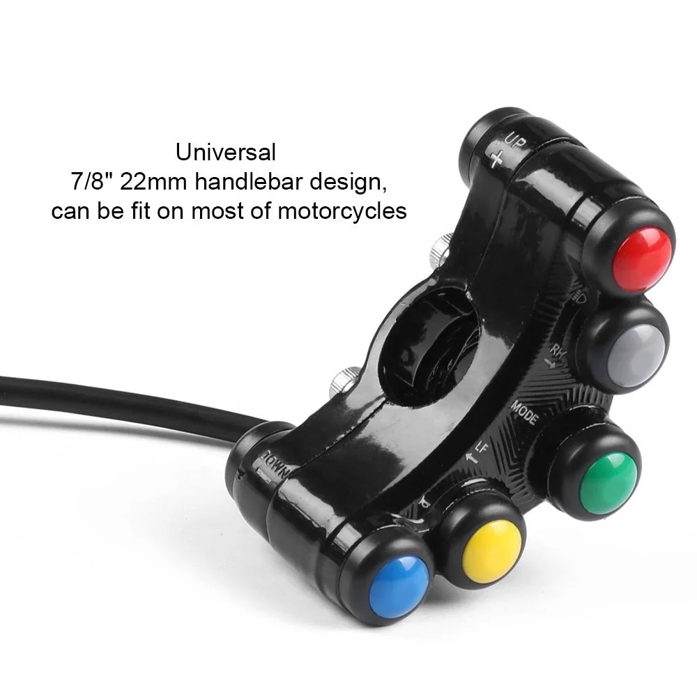 Universal 7 button Motorcycle Switches Race Bikes Motocross 22mm Handlebar Assembly Headlight Indicator Horn Switch