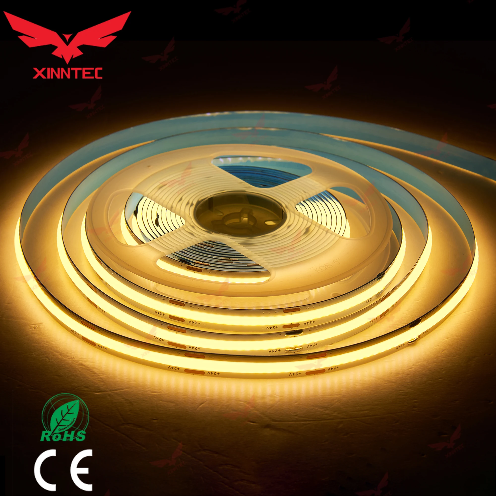  256 Chips 8 mm Width DC12V / DC24V Cuttable 11W IP44 Flexible 3M Tape Light Luz de la tira LED strip COB Strip