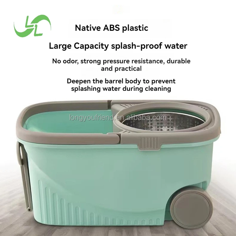 Microfiber Self-Cleaning Floor Mop Bucket Set With Easy Operation Plastic Head and Wheels for Living Room String Mop