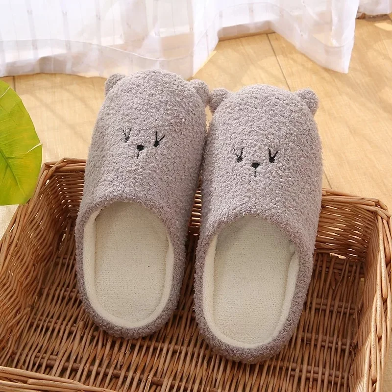 winter autumn woman  men warm fuzzy fluffy cute Animal bear indoor home slipper