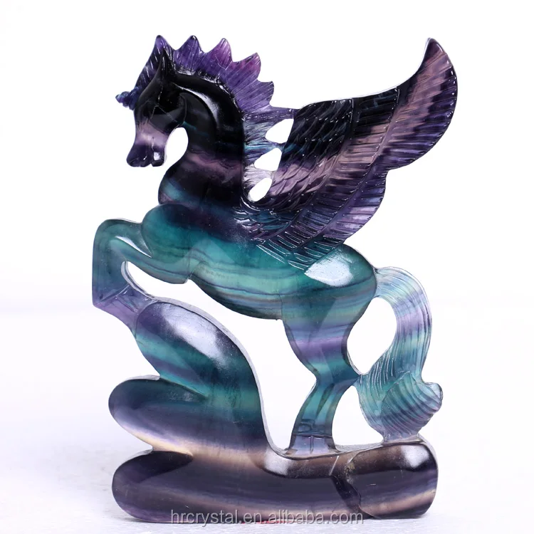 
High Quality Natural Crystal Carved Rainbow Fluorite Pegasus wholesale For Gift 