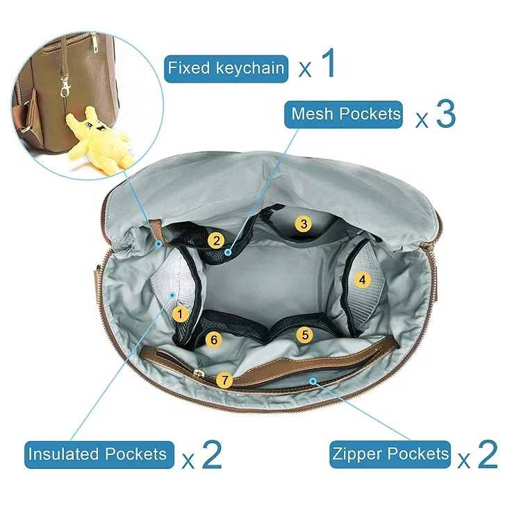 Leather Diaper Bag Custom Vegan Leather Luxury Mummy Baby Backpack Diaper Bags