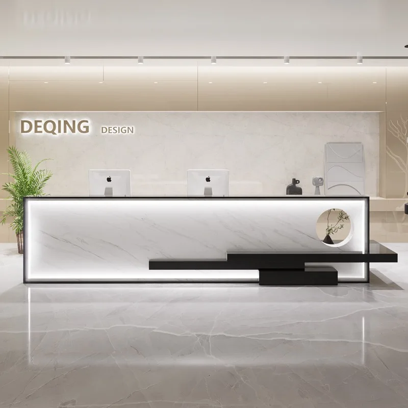 Luxury White Restaurant Reception Desk Salon Shop Cashier Simple Modern Counter Custom Reception Desk