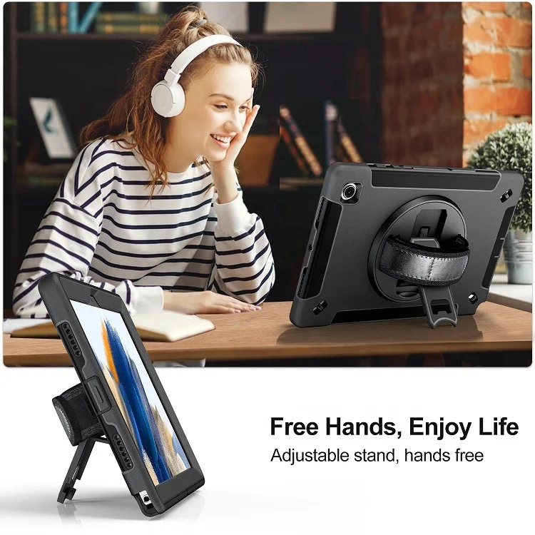 Heavy Duty  Protection Soft TPU Tablet Case Cover for Samsung Galaxy Tab A8 Case 10.5 inch SM- X200 X205 with Hand Strap