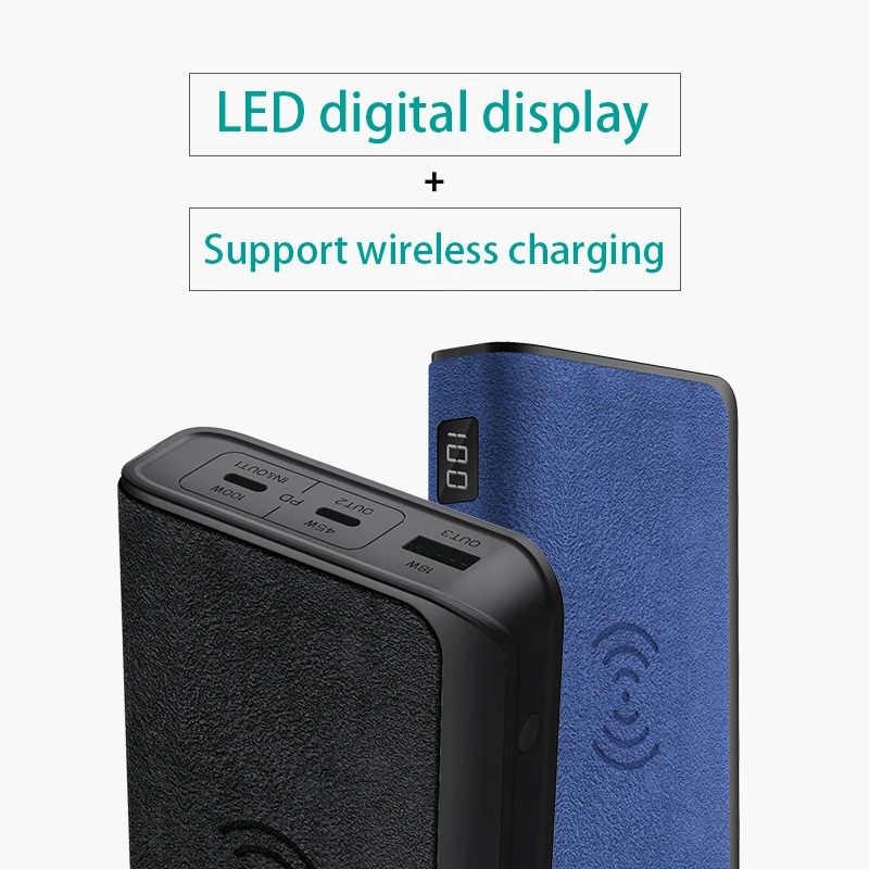 Wholesale Low price big capacity LED display portable mobile charger for laptop wireless power bank pd 100w for smartwatch