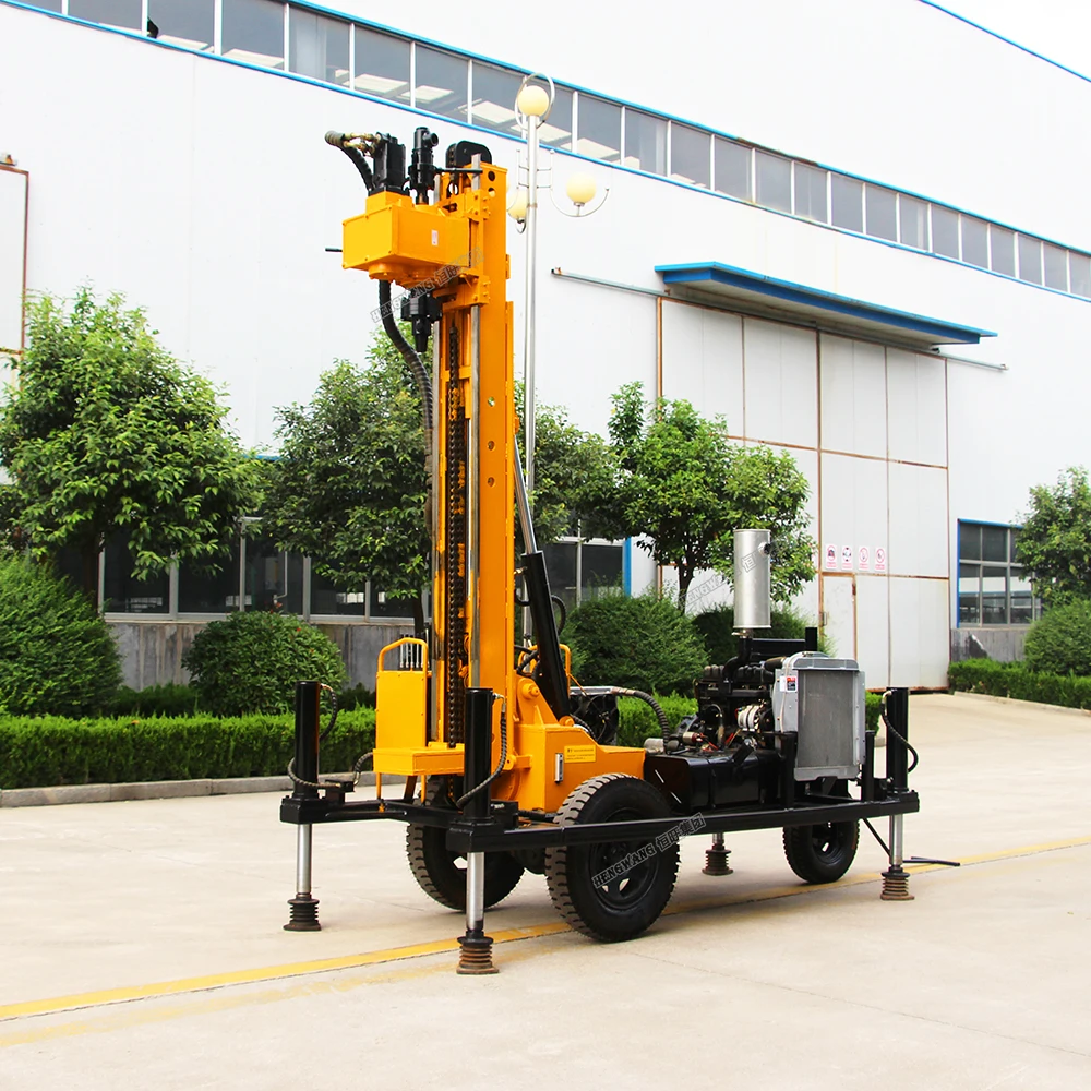 
150m depth Hydraulic and air water well drilling rig with mud pump and air compressor 