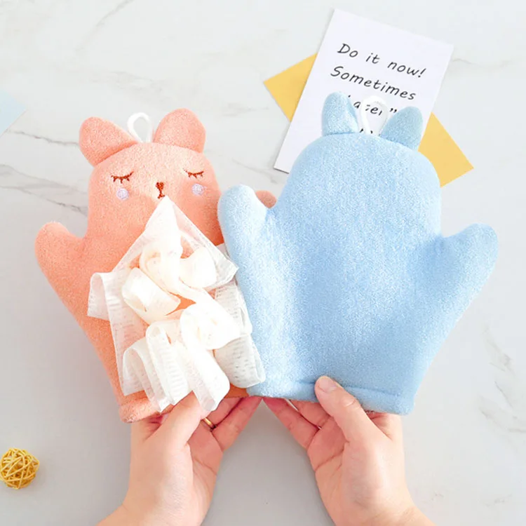 Hand Puppet Bath Wash Mitt Towel with Animal Designs for Children Toy Cute Baby Kids Bath Sponge/Mitt/Glove for Kid