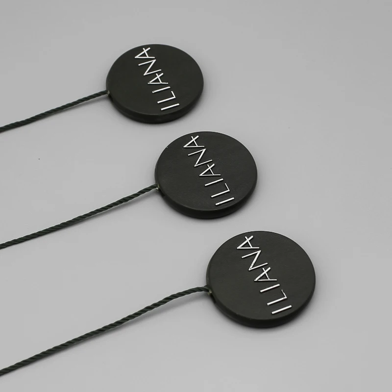 High Quality Custom Clear Embossed Name Logo Labels Plastic Swing Hang Tag Seal String for Luggage and Garment Labels for Shoes