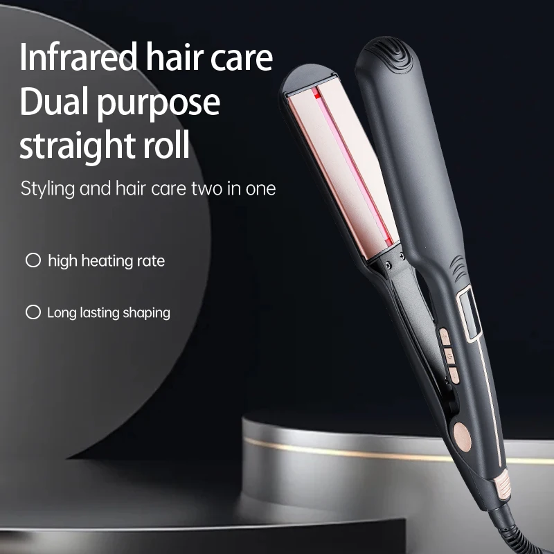 Hot Straightening Hair Professional Salon Curling Clips Nano Private Label Hair Iron Straightener LCD Infrared Flat Iron