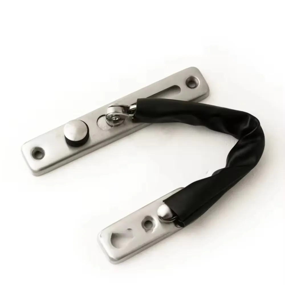 Thick Door Chain Lock Security Gold Color Door Chain Guard With Leather Cover