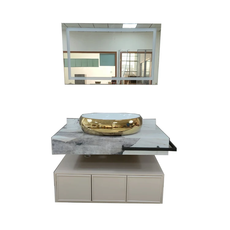 Modern single marble basin melamine luxury bathroom furniture design