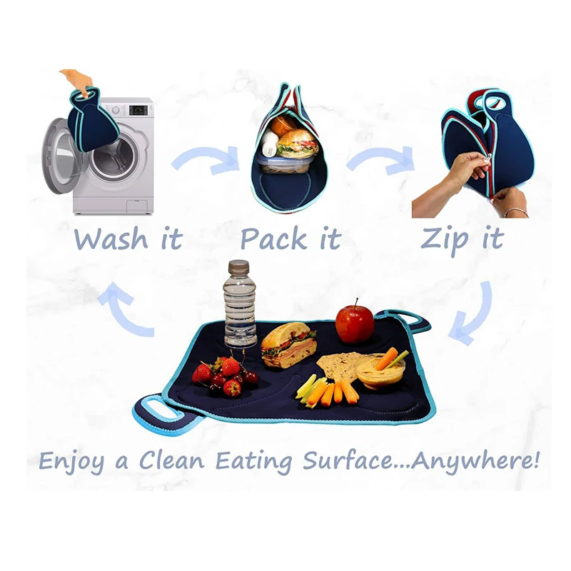 Neoprene Foldable Picnic Mat Waterproof Outdoor Lunch Pad For Children Fold Handbag with Zipper Heavy Duty Tote Picnic Blanket