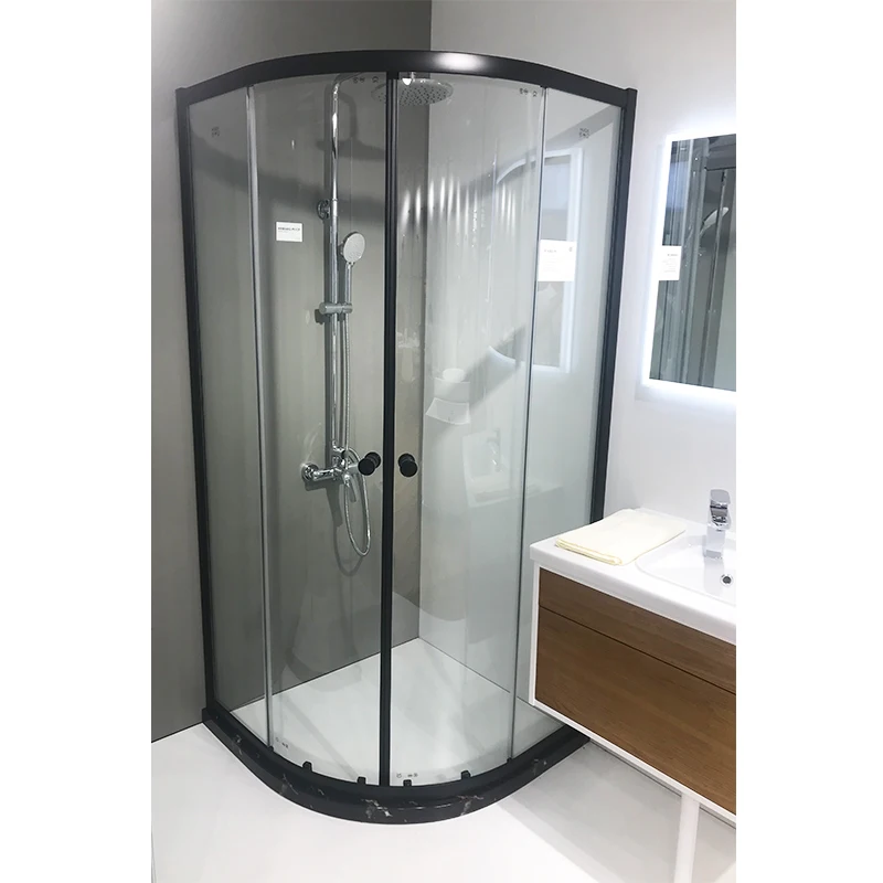 HUIDA China supplier 6mm white glass aluminium alloy black frame bathroom shower room