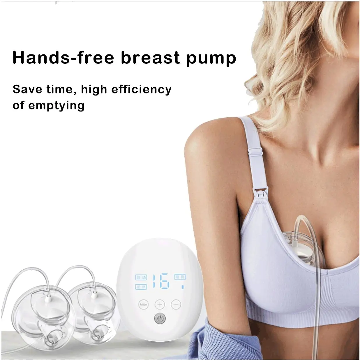 Double Breastpump Wearable Quiet Breast Pumps Automatic Hands-Free Breast Feeding Pumps Painless Strong Suction Breast
