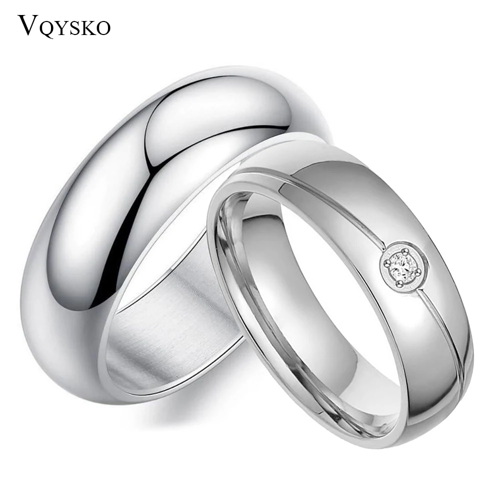 Christmas Gift Couple Round Rings Stainless Steel Fashion Wedding Bands Jewelry Accessories For Men&Women